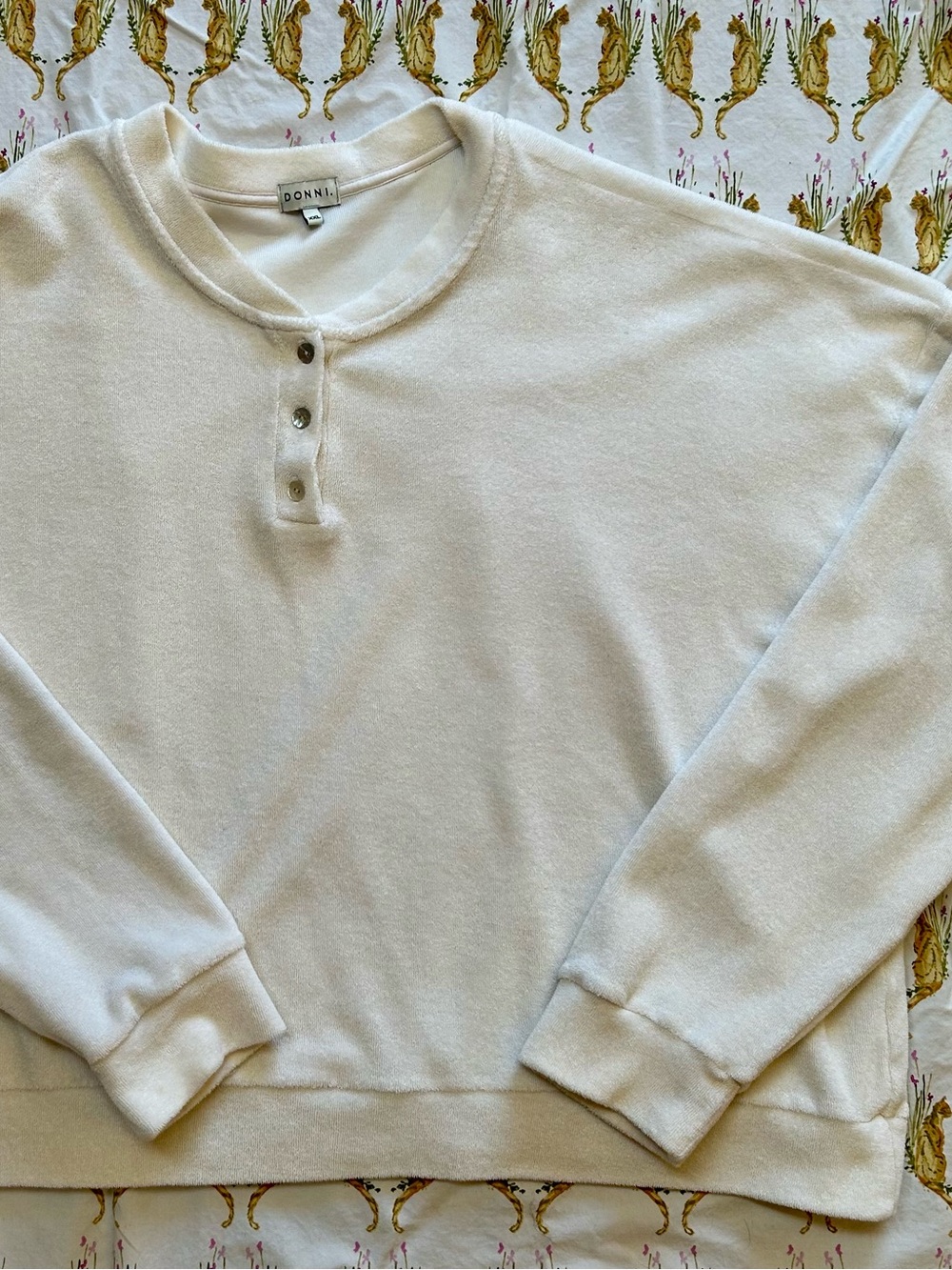 DONNI. White Henley Sweater